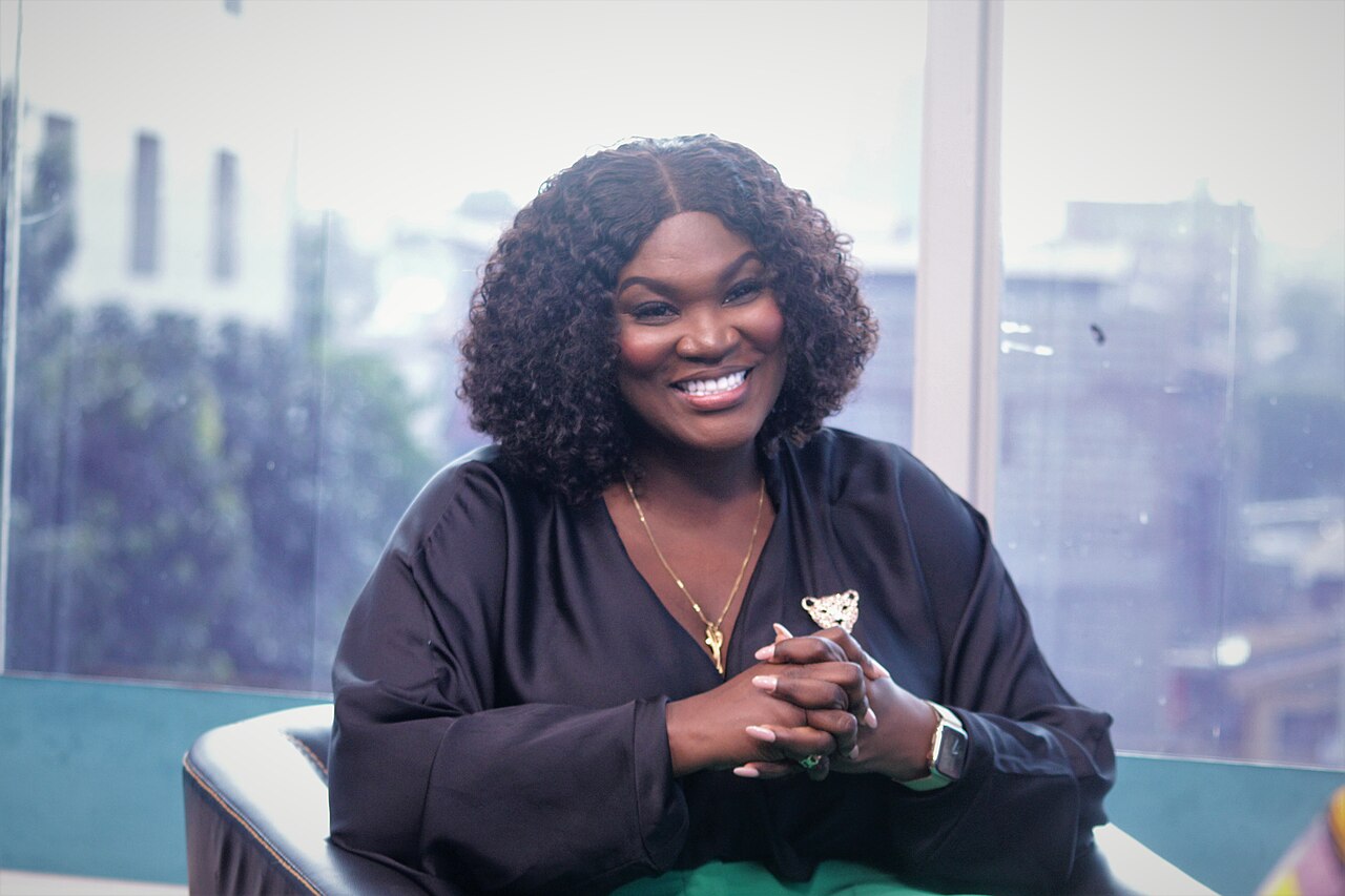 Ghanaian broadcaster Anita Erskine taking part in a television interview